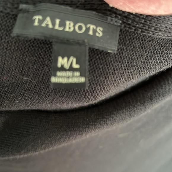 NWOT Talbots Women’s Black And Cream Poncho Size M/L - Picture 3 of 6